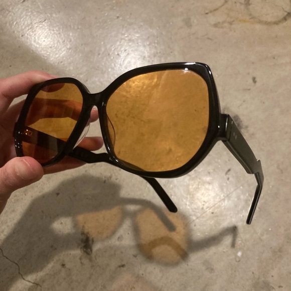 Spitfire retro orange tinted oversized round circle sunglasses black frames - Picture 2 of 5